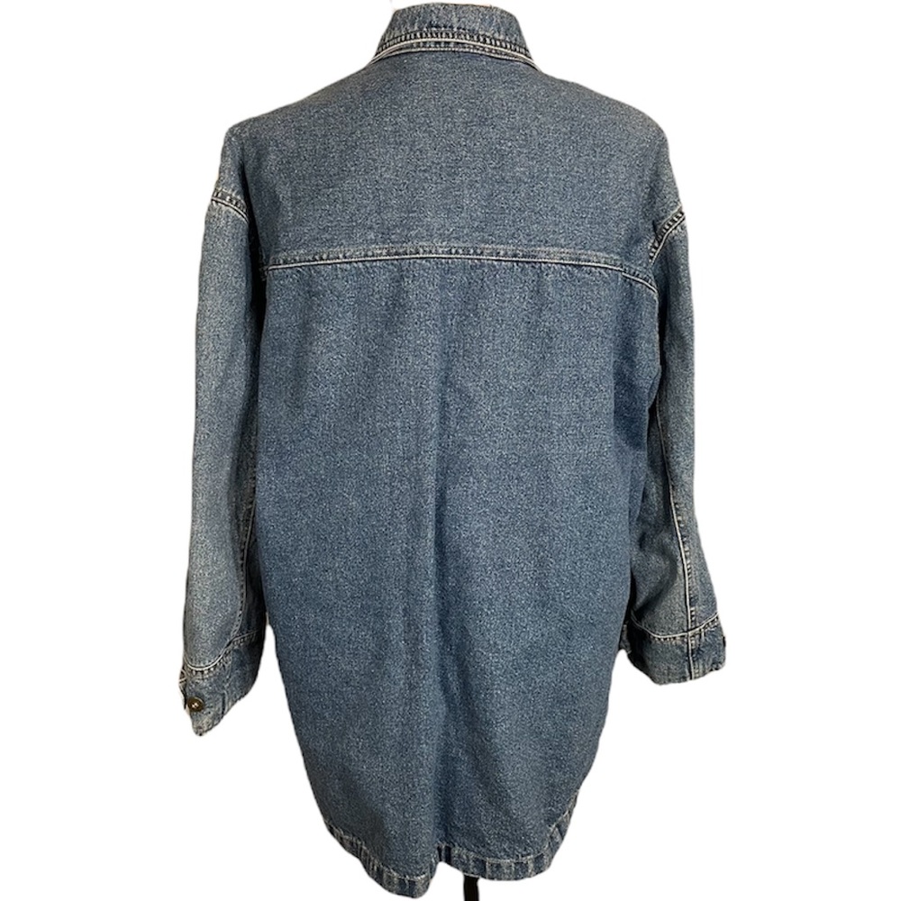 Vintage Liz Claiborne Toggle Heavy Plaid Lined 100% Cotton Jean Jacket Coat Sz M - Picture 9 of 16